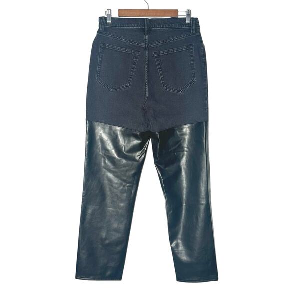A&F | Women | The 90s Straight Ultra High Rise Faux Leather Trim Jeans | Size 29 - Picture 3 of 13